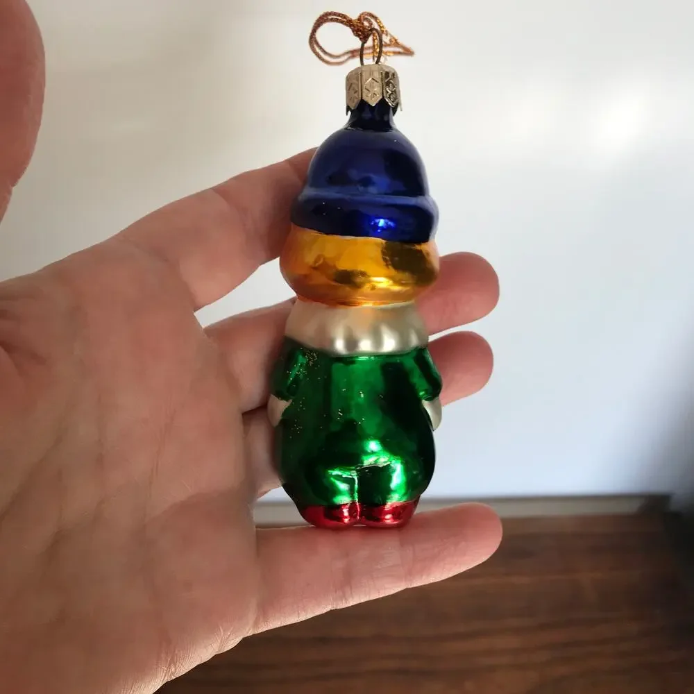 Vintage Clown Hand-Blown Glass Christmas Ornament, Czech Republic